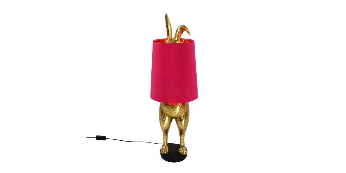 Stolní lampa Hiding Bunny, zlatá / růžová